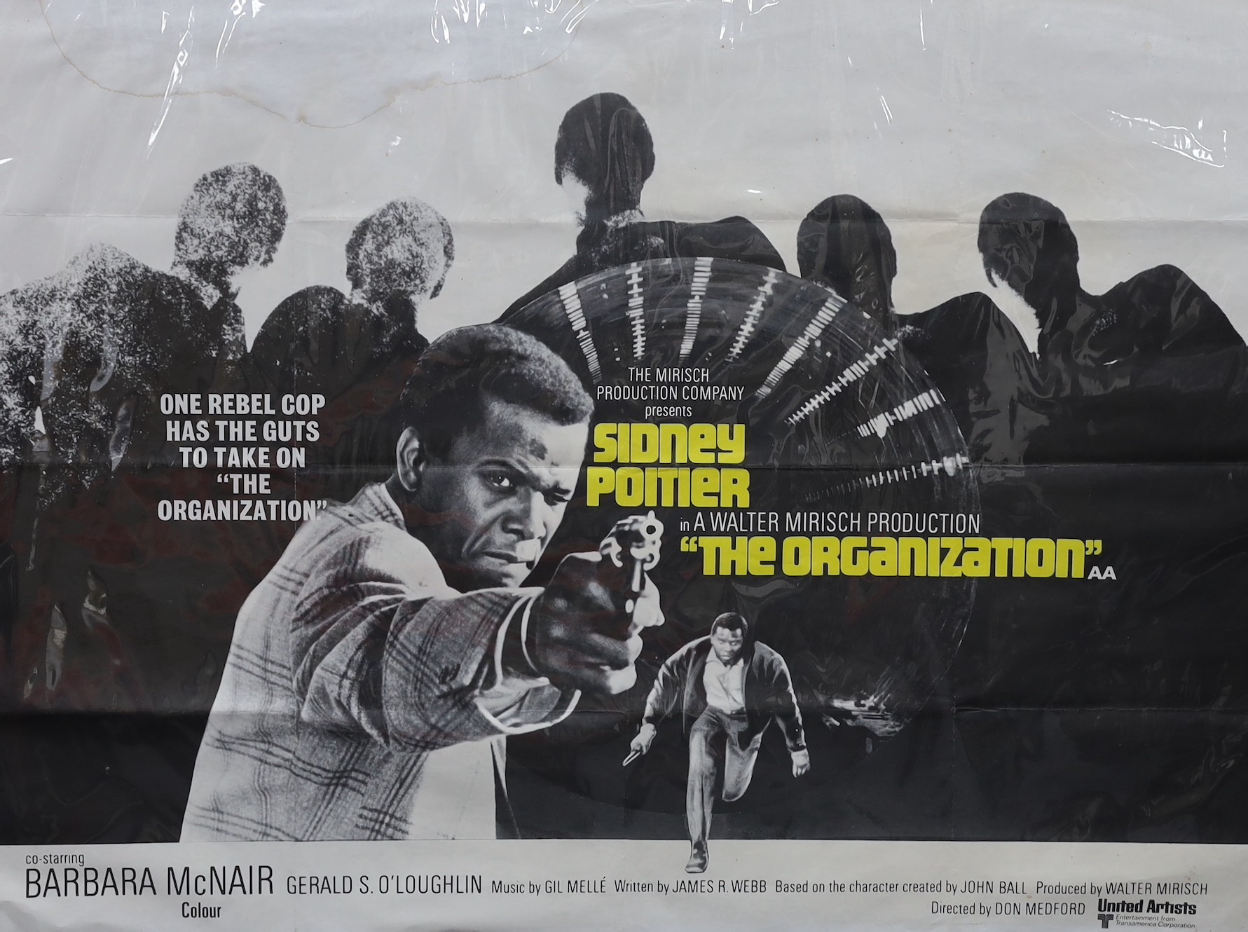 British film poster - Sidney Poitier The Organization and another poster Where the bullets fly, 76 x 102cm